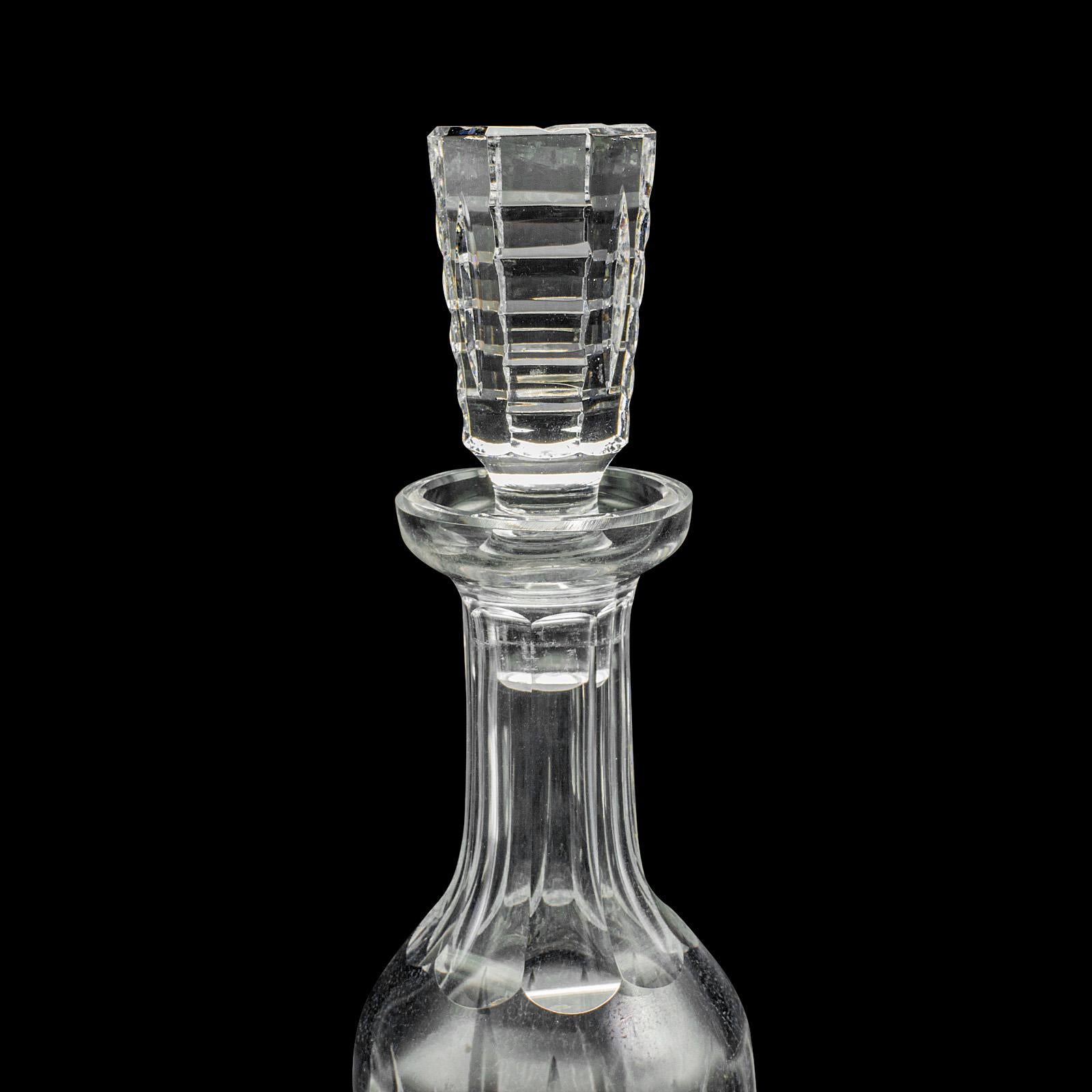 Cut Glass Vintage Claret Decanter, English, Cut Crystal Glass, Spirit Vessel, Circa 1970 For Sale
