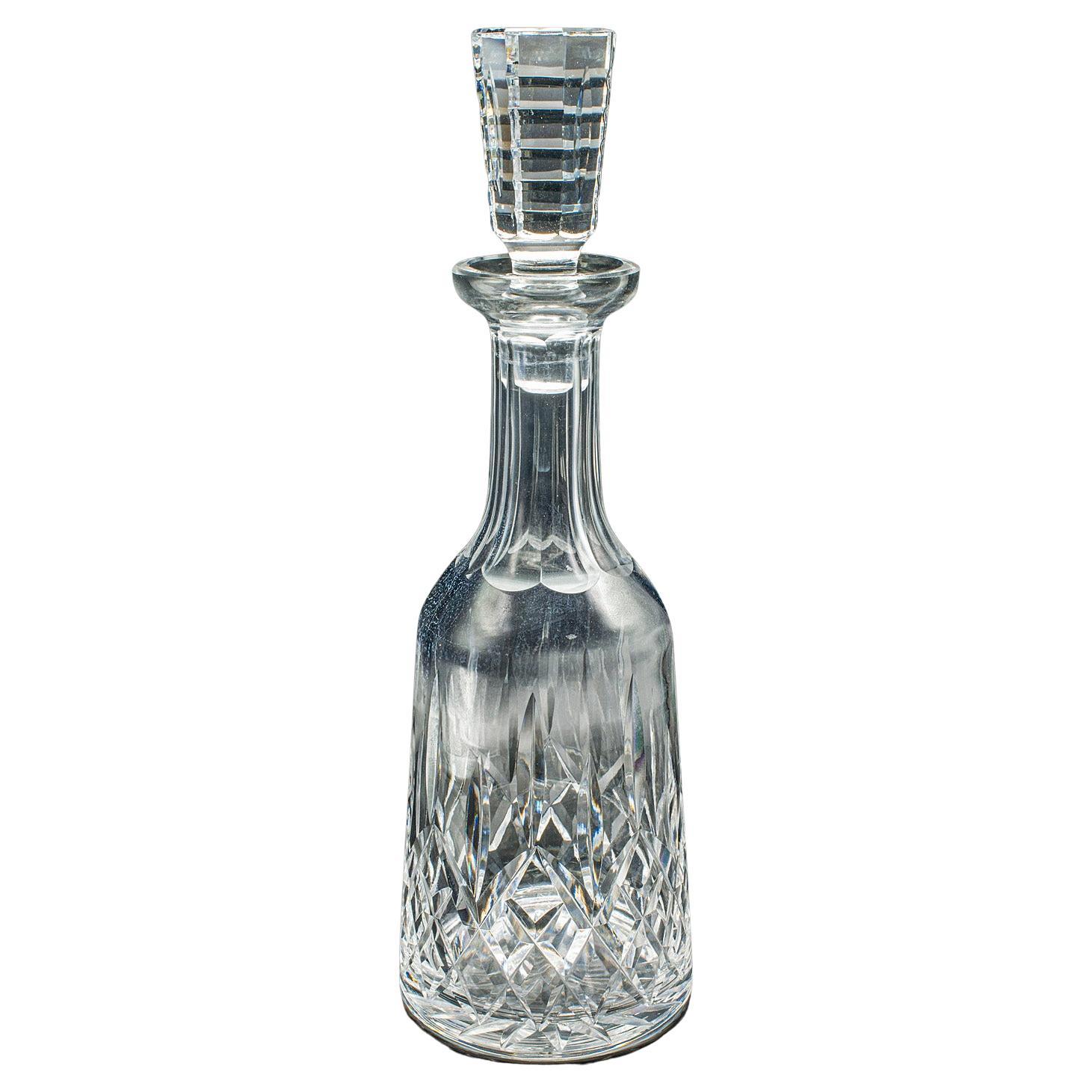 Vintage Claret Decanter, English, Cut Crystal Glass, Spirit Vessel, Circa 1970 For Sale