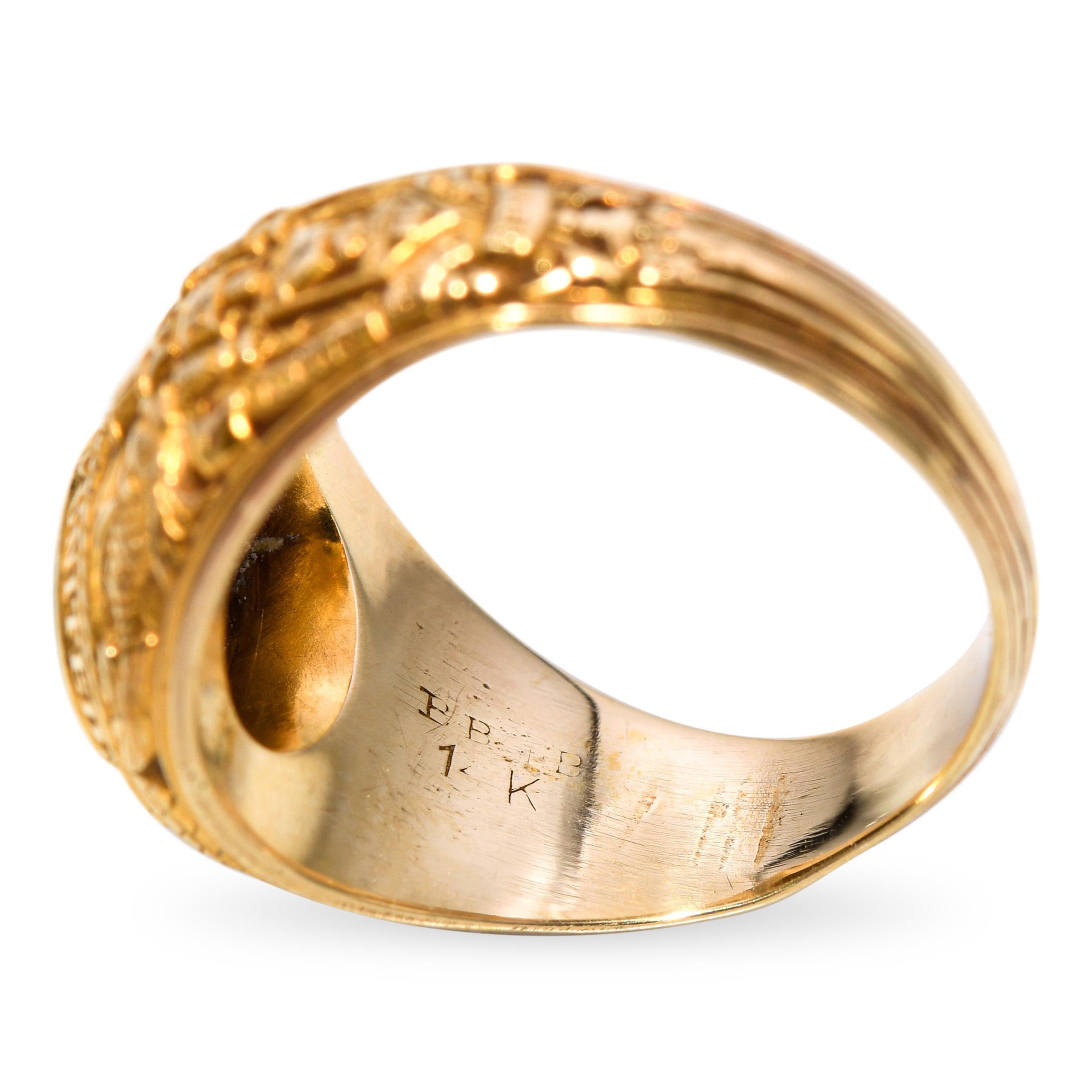 Anello d'epoca in oro giallo con onice della classe 1944 dell'Accademia Navale degli Stati Uniti in vendita 2