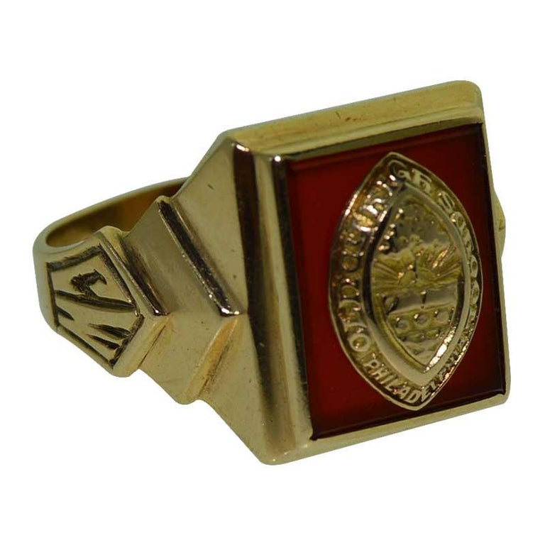 Vintage Class Ring Solid Yellow Gold Philadelphia Olney High School
