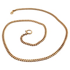 Vintage Classic 14k Rose Gold 14.5" Flat Cub Link Necklace w/ Spring Ring