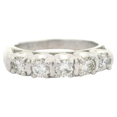 Alianza de boda clásica vintage de oro blanco de 14k con diamantes de 0,45 ctw