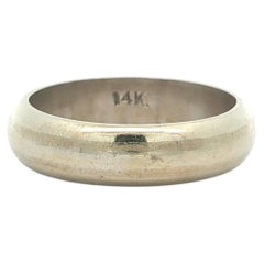 Vintage Classic 14k White gold 4.8mm Wide Plain Domed Wedding Band Ring