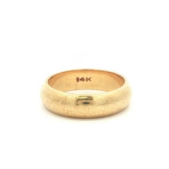 Vintage Classic 14k Yellow Gold 4.9mm Wide Plain Domed Wedding Band Ring Sz 5
