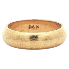 Vintage Classic 14k Yellow Gold 4.9mm Wide Plain Domed Wedding Band Ring Sz 5