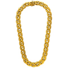 Bulgari Vintage Classic 18 Carat Yellow Gold Mariner Link Chain Necklace 