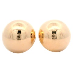 Vintage Classic 18k Yellow Gold 15.4mm Round Button Earrings w/ Screw On Backing