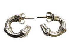 Vintage Classic 1996 Tiffany & Co. Bamboo Hoop Sterling Silver Earrings