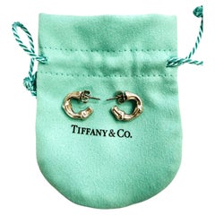 Clásico vintage 1996 Tiffany & Co. Pendientes de plata de ley con aro de bambú