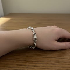 Clásico vintage 1996 Tiffany & Co. Pulsera de plata de ley con eslabones de bambú 7,5