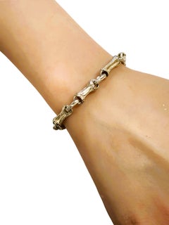 Clásico vintage 1996 Tiffany & Co. Pulsera de plata de ley con eslabones de bambú 7,5