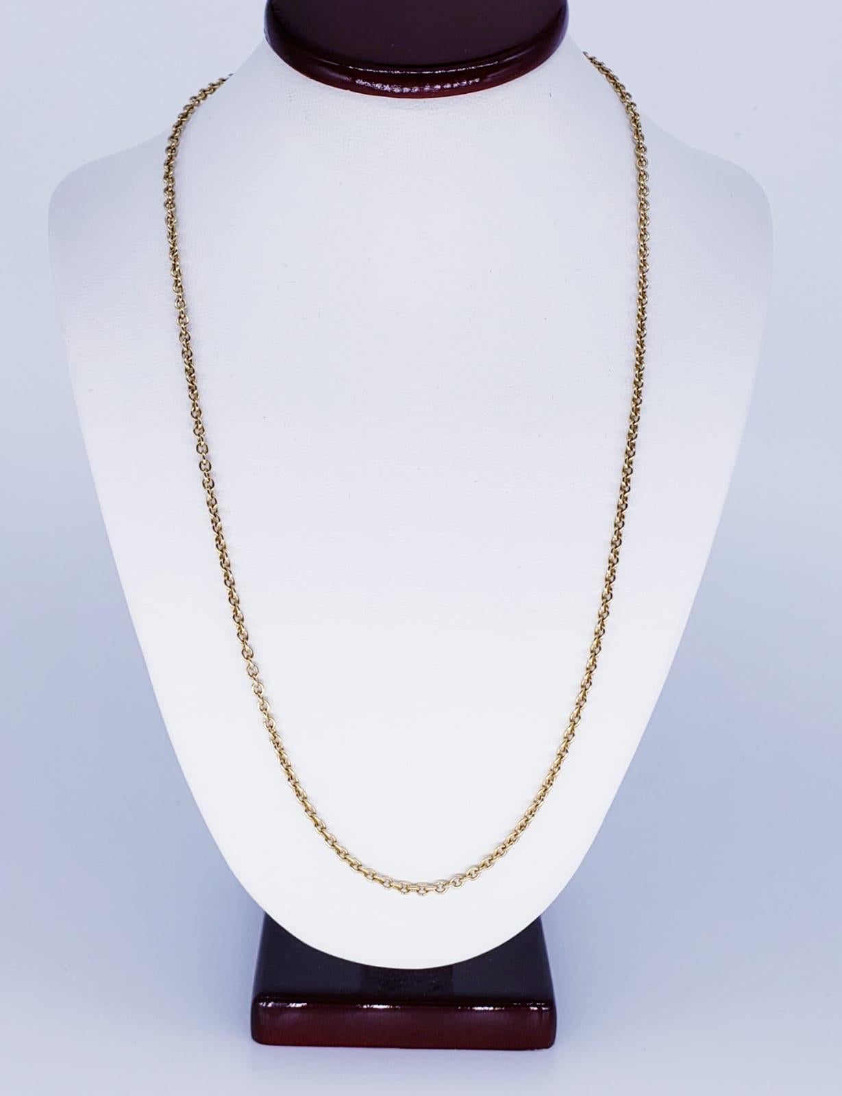 Vintage Classic 2mm Cartier 18k Gold Necklace 16 Inches. The necklace is gorgeous Cartier link that will stand out. Very nice design by the famous Cartier brand. True classic. The necklace weights 6.8 grams.