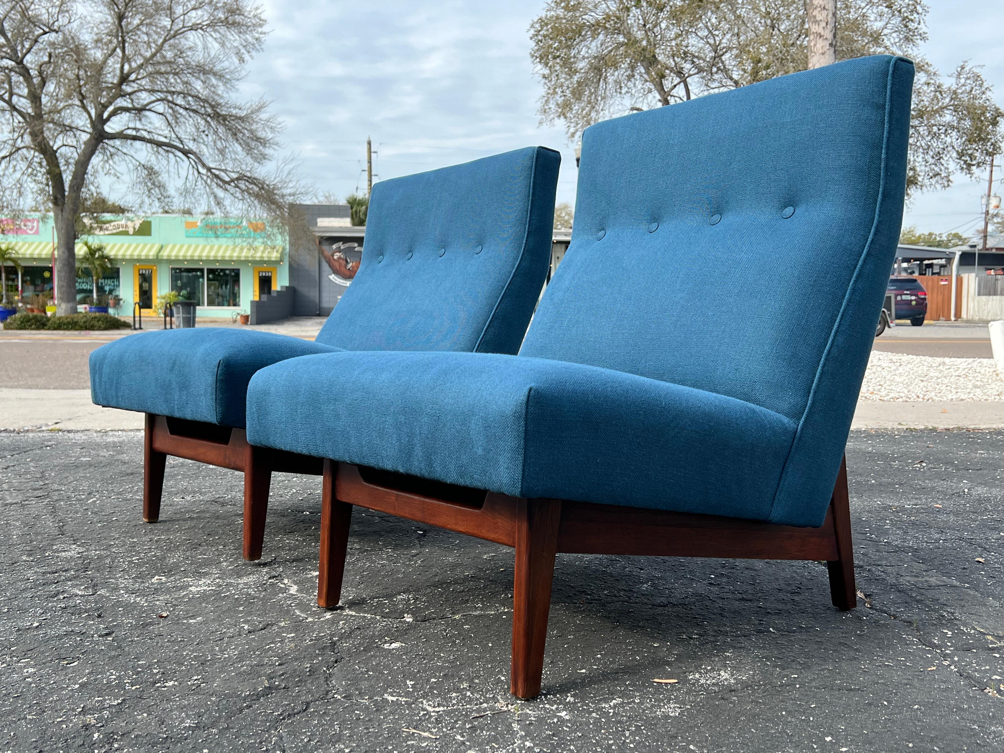 Upholstery Vintage Classic Armless Chairs by Jens Risom, 1950's For Sale