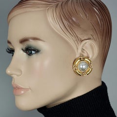 Vintage Classic CHANEL Logo Pearl Earrings