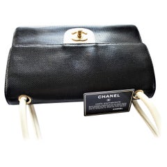 Vintage classic CHANEL shoulder bag calf skin black/white 1990/95