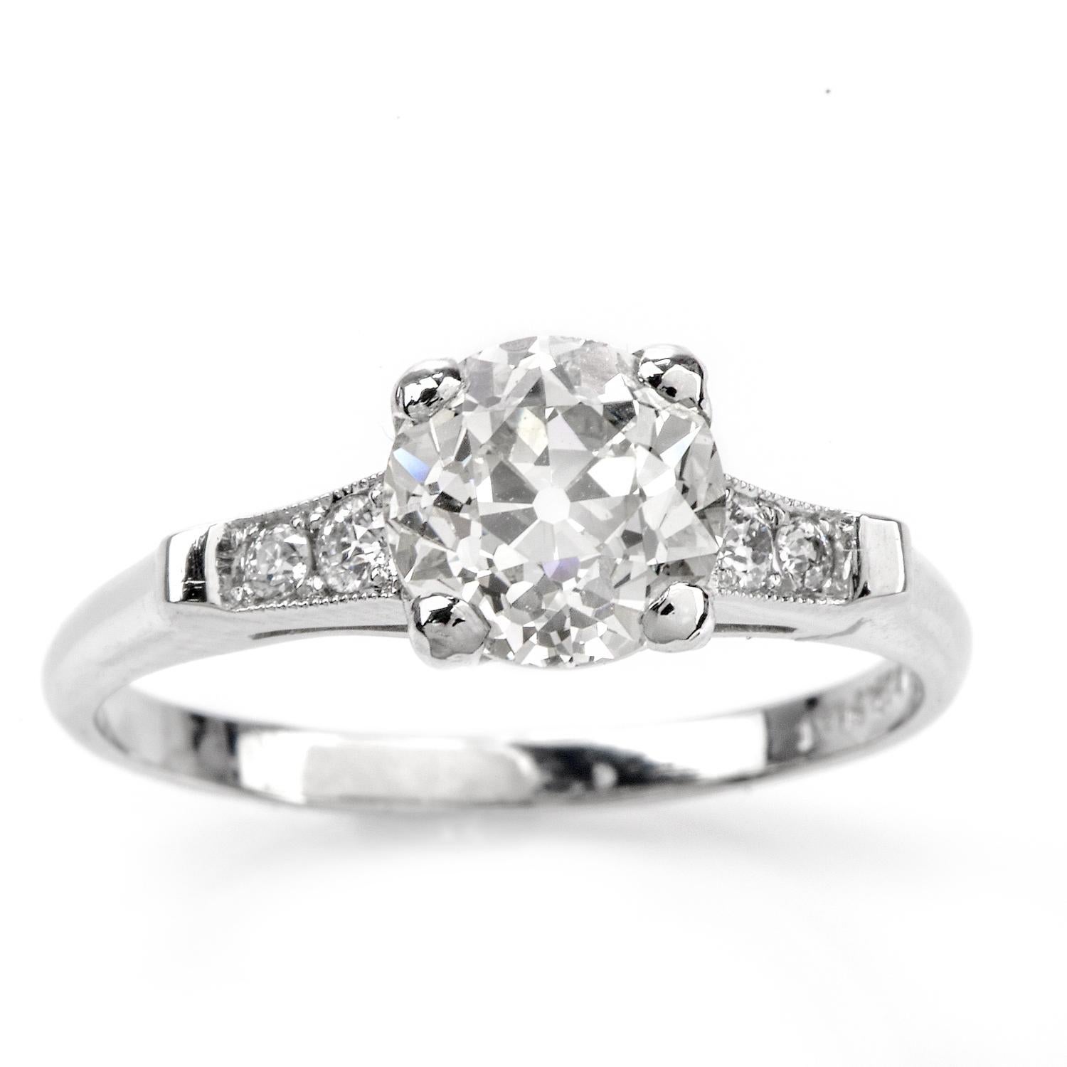 Vintage Classic Diamond Platinum Engagement Ring 1