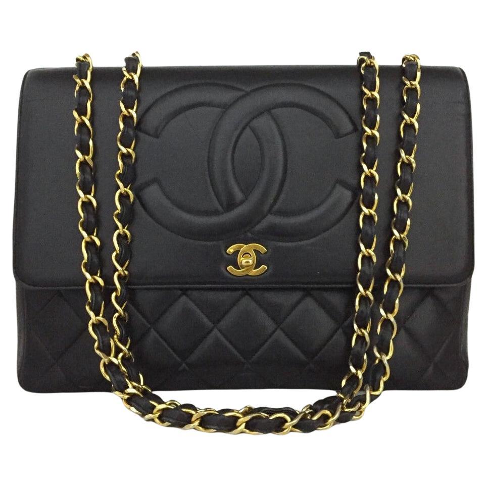 Vintage Classic Double CC Jumbo Leather Shoulder Bag For Sale