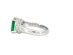 Vintage Emerald Diamond Engagement Ring Solitaire Setting in Platinum ~2.02ctw