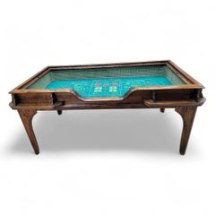 Vintage Classic English Pub Style Walnut Craps Game Table