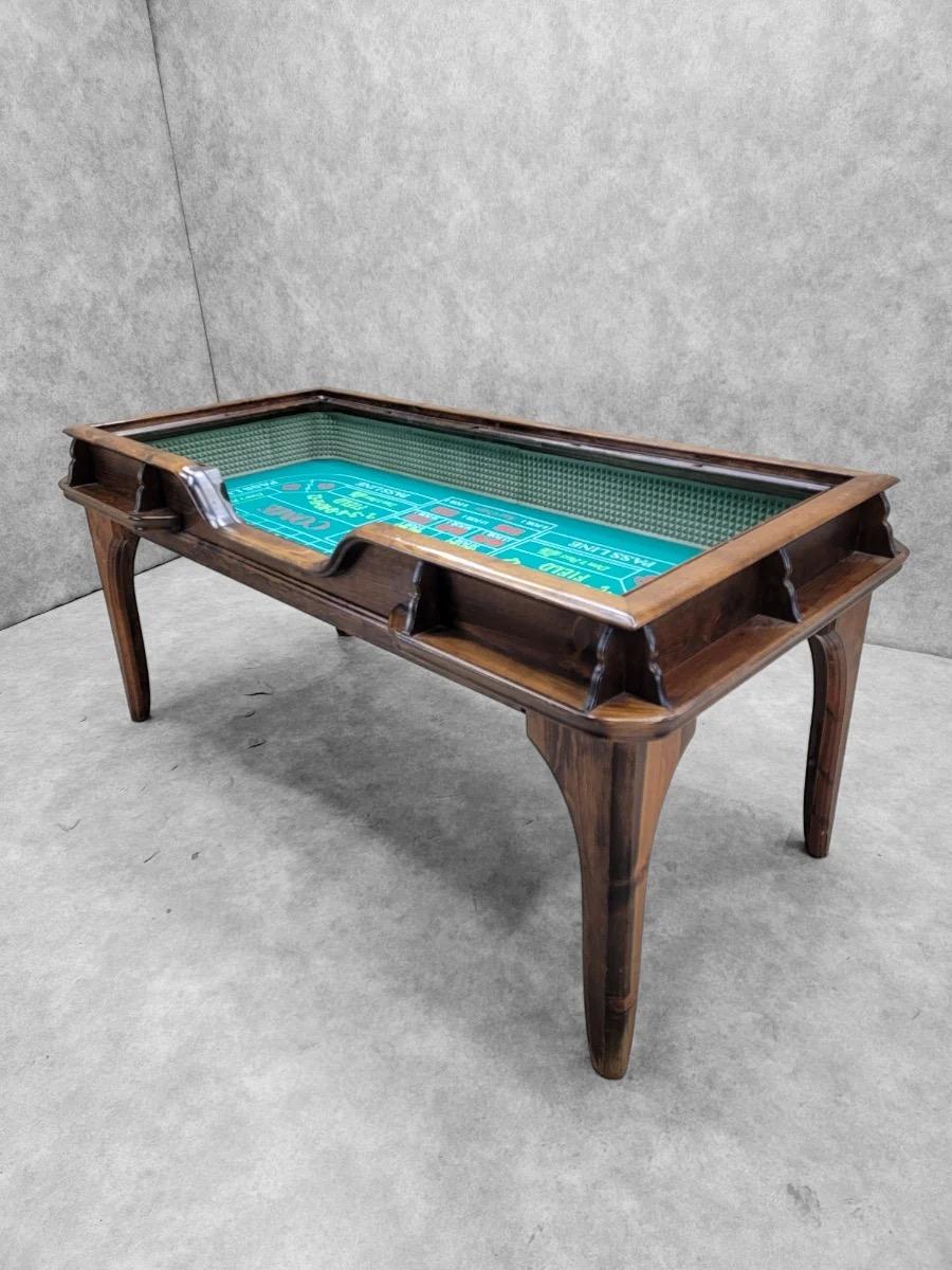 American Colonial Vintage Classic English Pub Style Walnut Craps Game Table For Sale