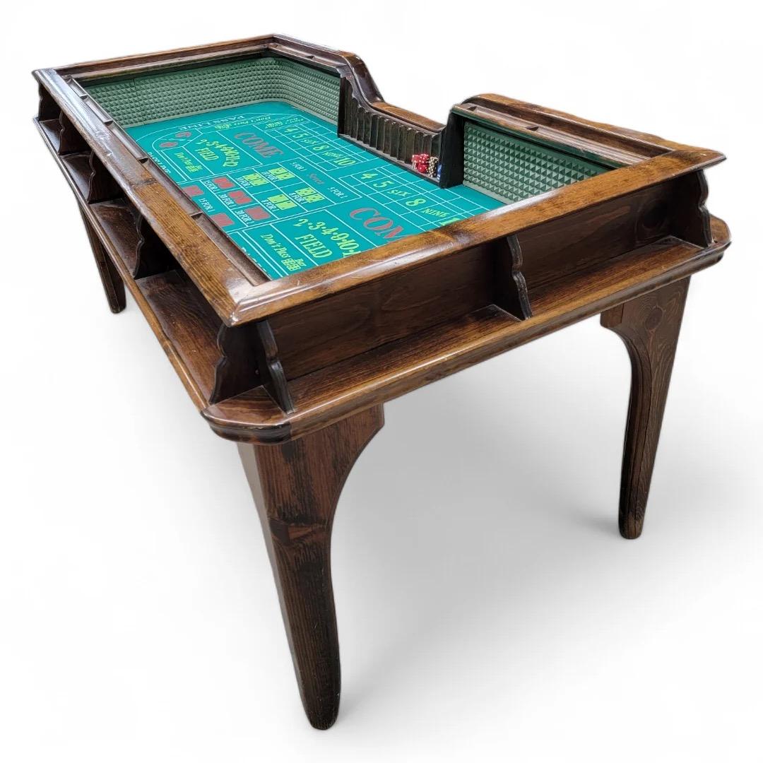 Vintage Classic English Pub Style Walnut Craps Game Table For Sale 2
