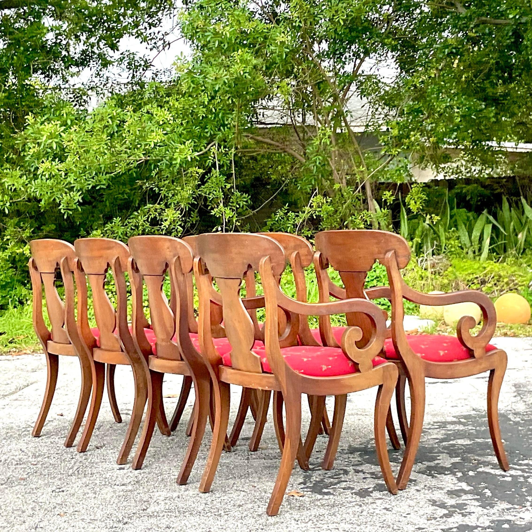 Vintage Classic Flame Mahogany Empire Dining Chairs - Set of 8 For Sale 2