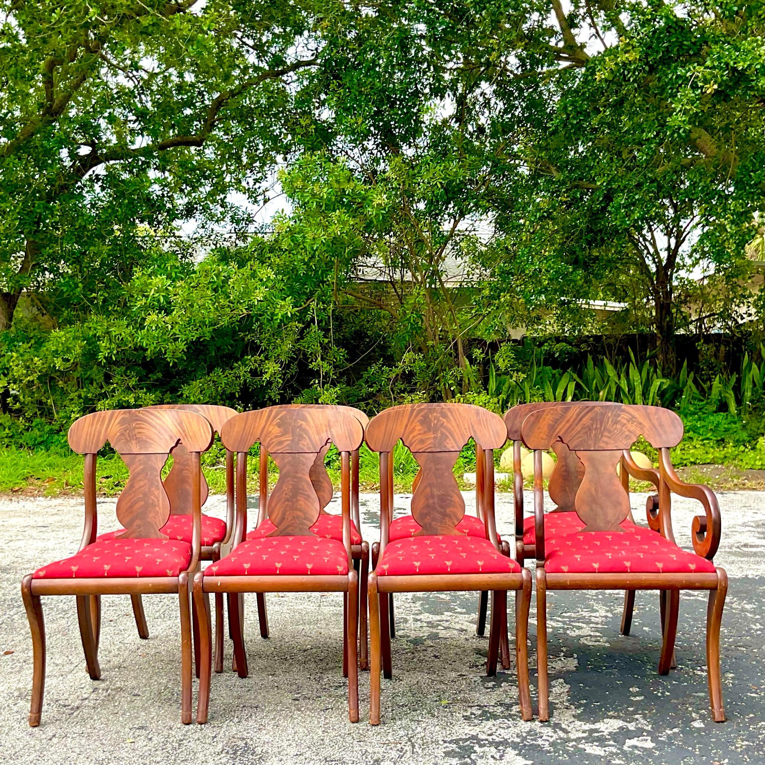 Vintage Classic Flame Mahogany Empire Dining Chairs - Set of 8 For Sale 3
