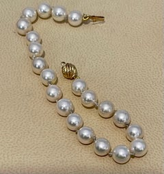 Vintage Classic Japanese Akoya Pearl Single Strand Bracelet, Yellow Gold