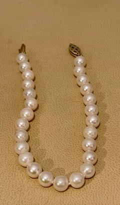 Vintage Classic Japanese Akoya Pearl Single Strand Bracelet, Yellow Gold