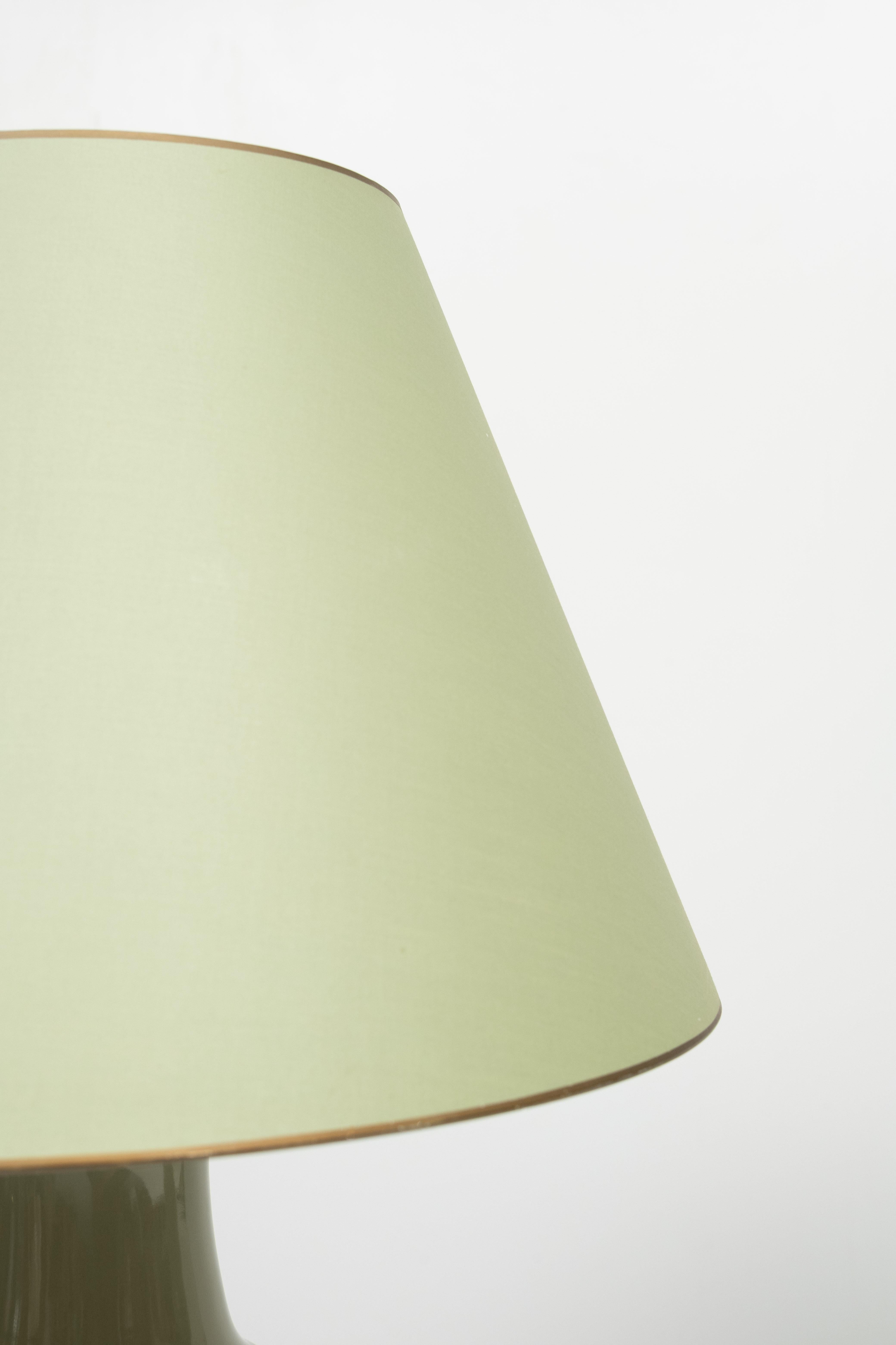 Vintage Classic pastel Green Ceramic table lamps 1970 France For Sale 1