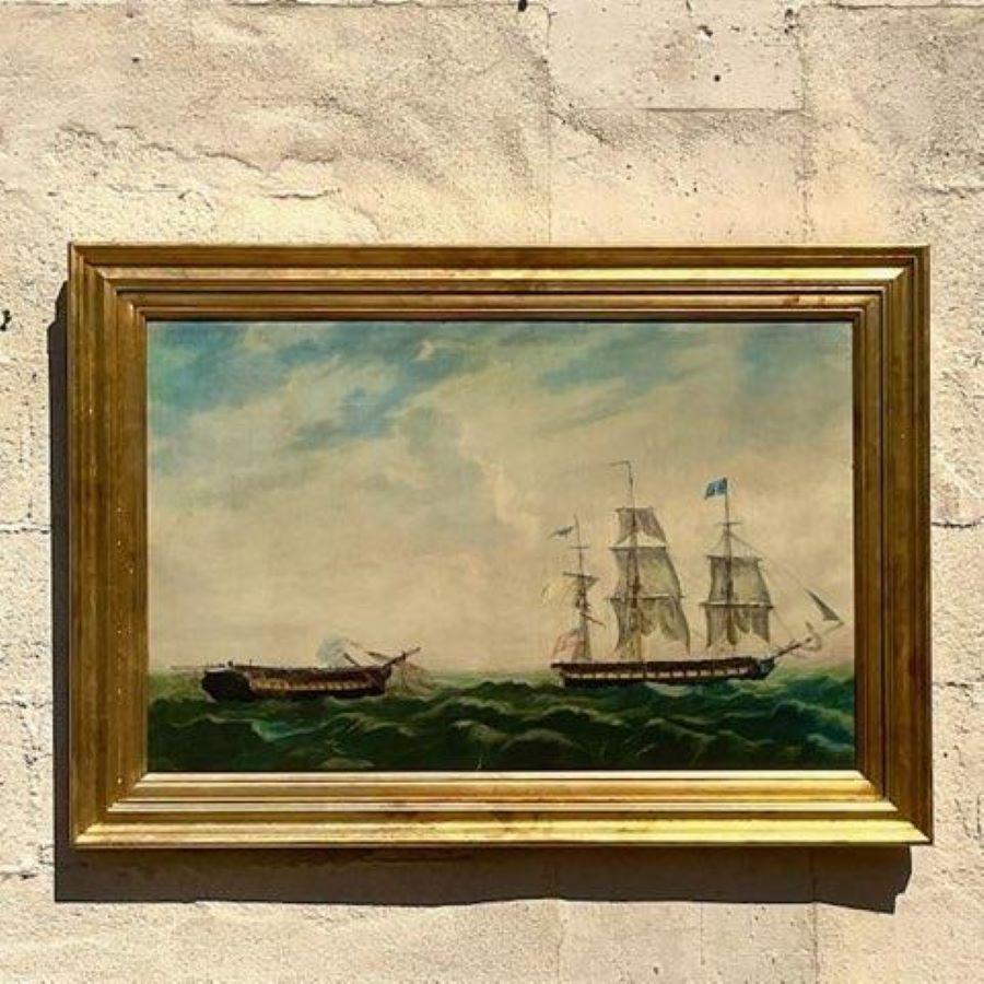 North American Vintage Classic Reproduction Painting of Sailboats For Sale