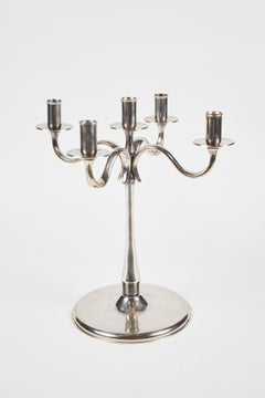 Vintage Classic Silver Plate 5-Arm Candelabra with Drip Catchers