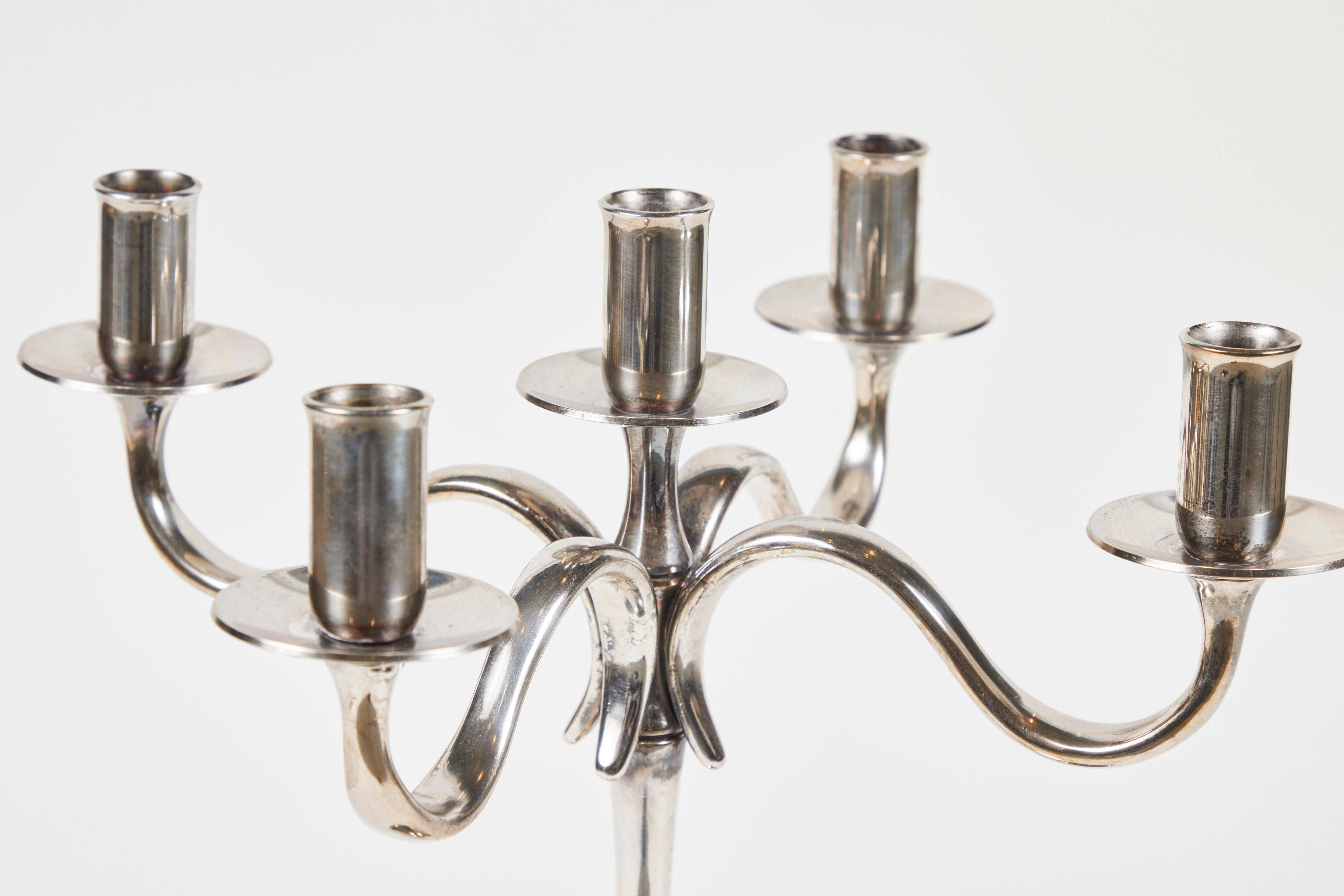 5 arm silver plated candelabra