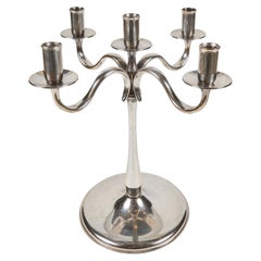 Vintage Classic Silver Plate 5-Arm Candelabra with Drip Catchers