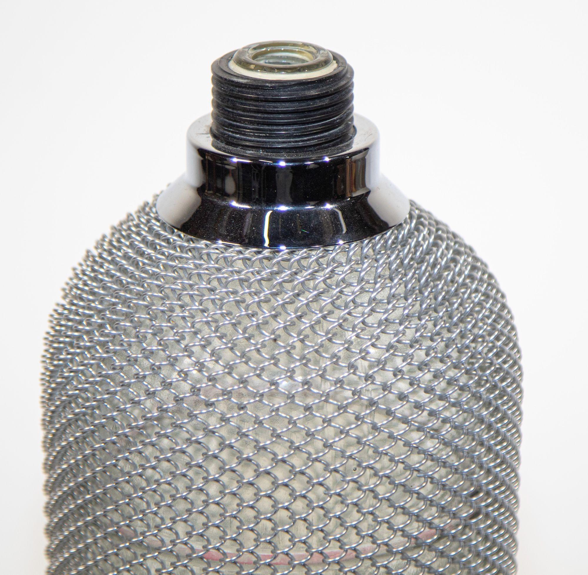 Vintage Classic Soda Siphon Seltzer Glass Bottle with Wire Mesh For Sale 1