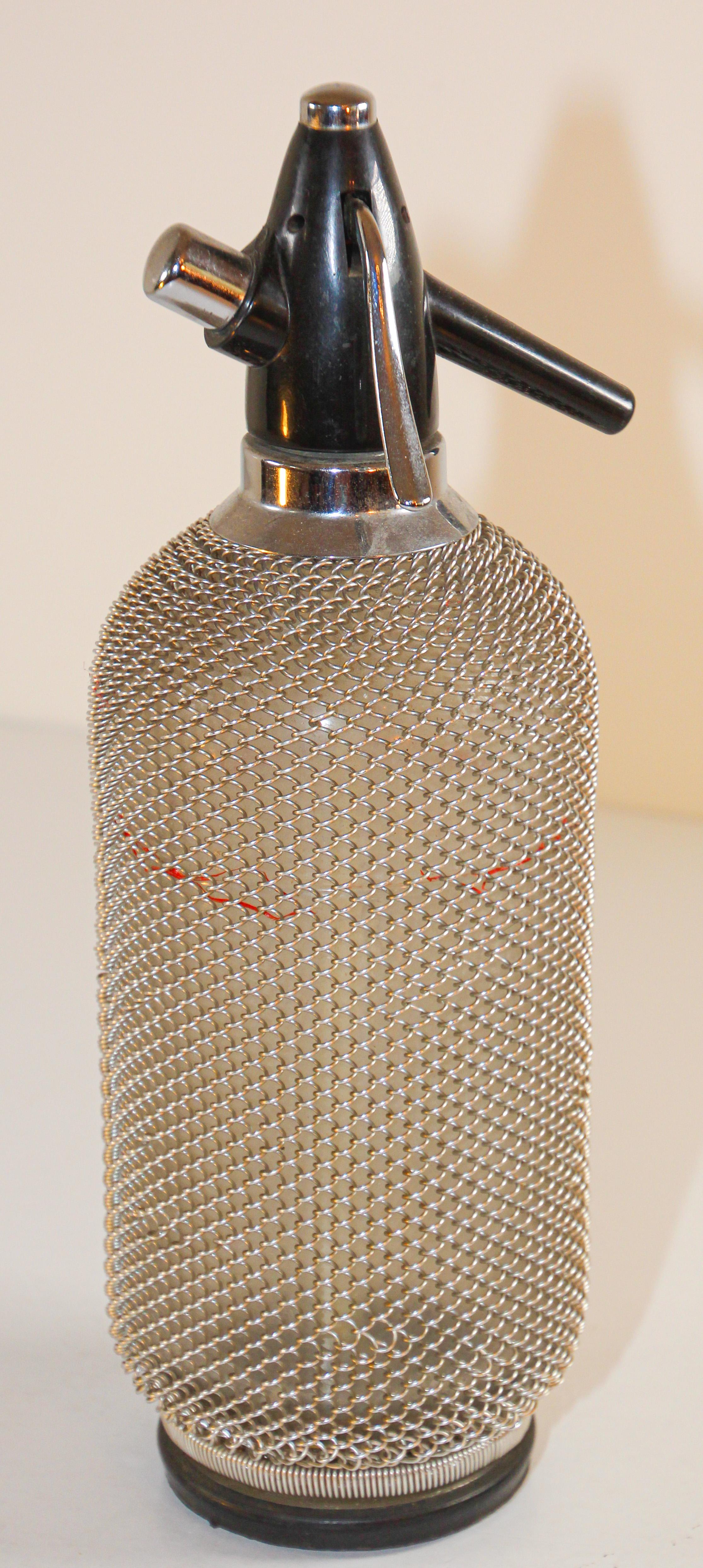 Vintage Classic Soda Siphon Seltzer Glass Bottle with Wire Mesh 1