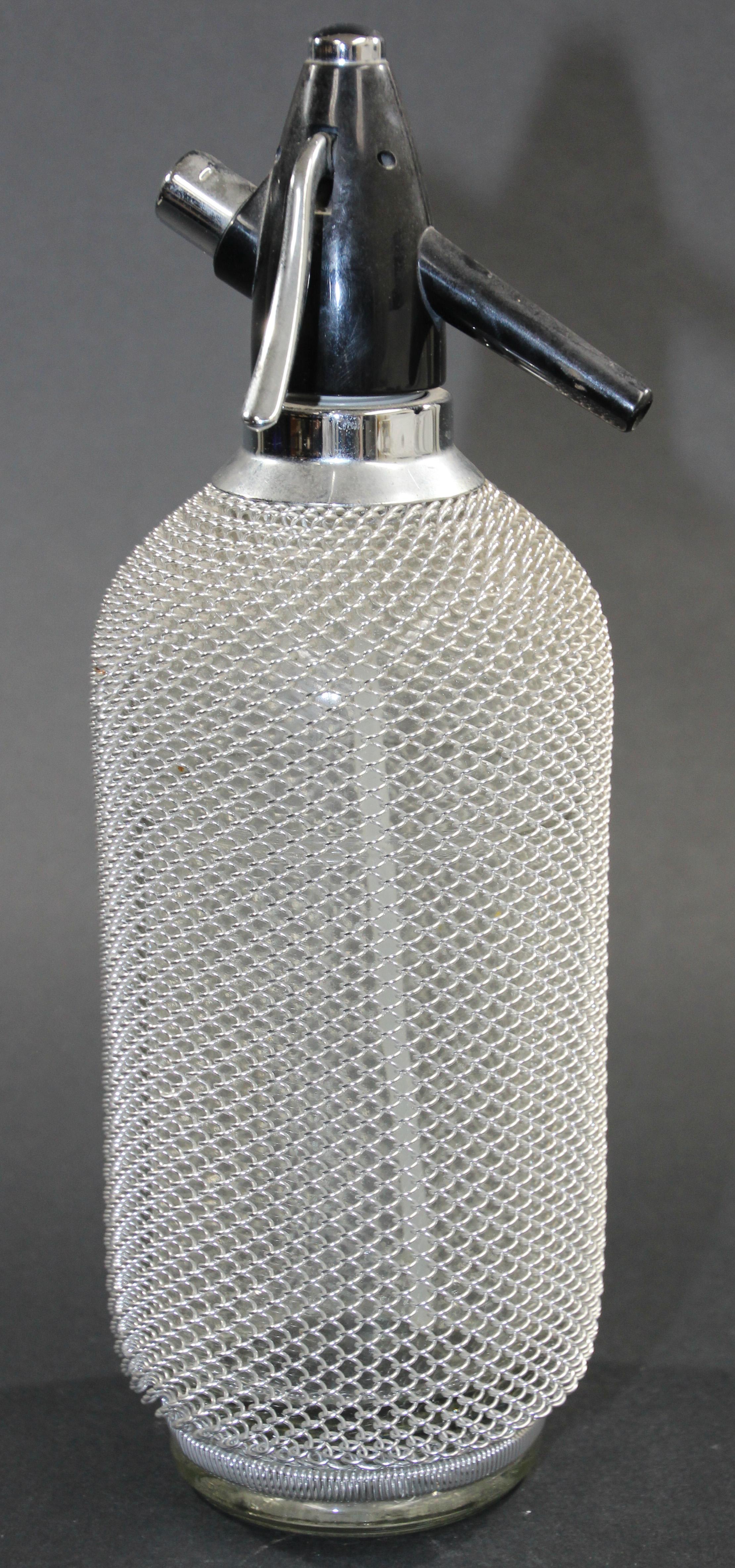 Vintage Classic Soda Siphon Seltzer Glass Bottle with Wire Mesh 1