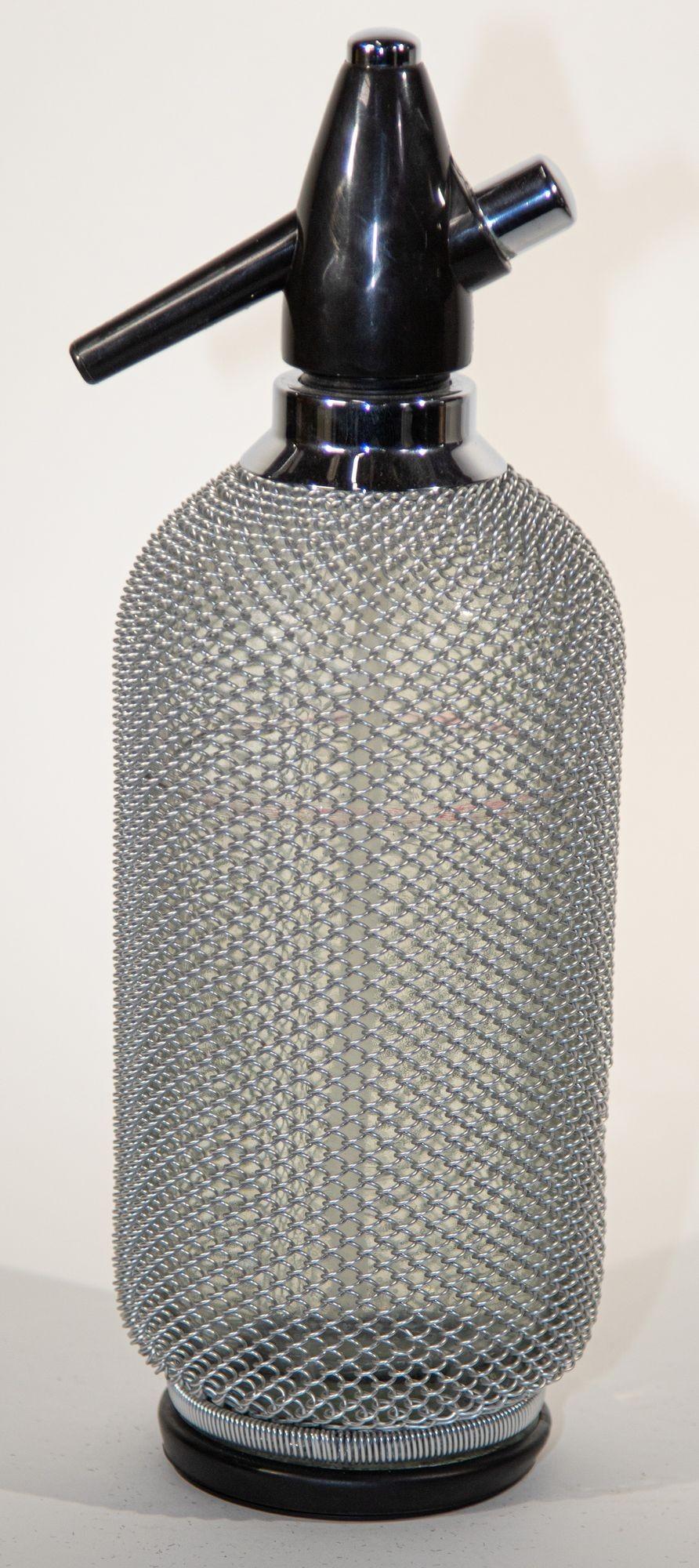 Vintage Classic Soda Siphon Seltzer Glass Bottle with Wire Mesh For Sale 5