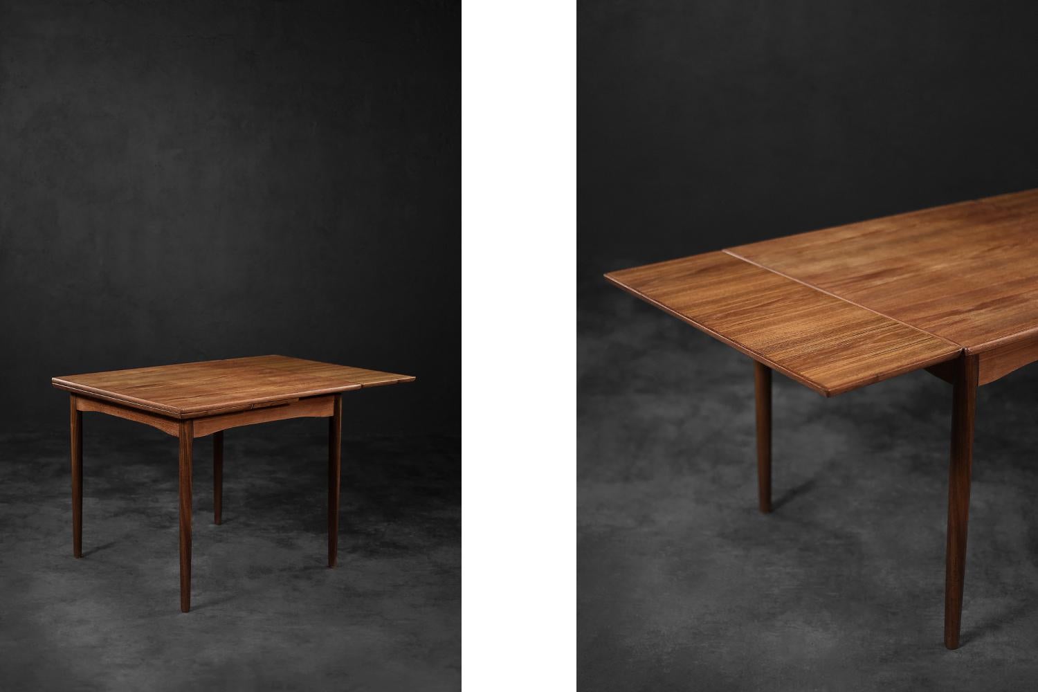 Vintage Classic Square Mid-Century Danish Modern Teak Wood Folding Dining Table 1