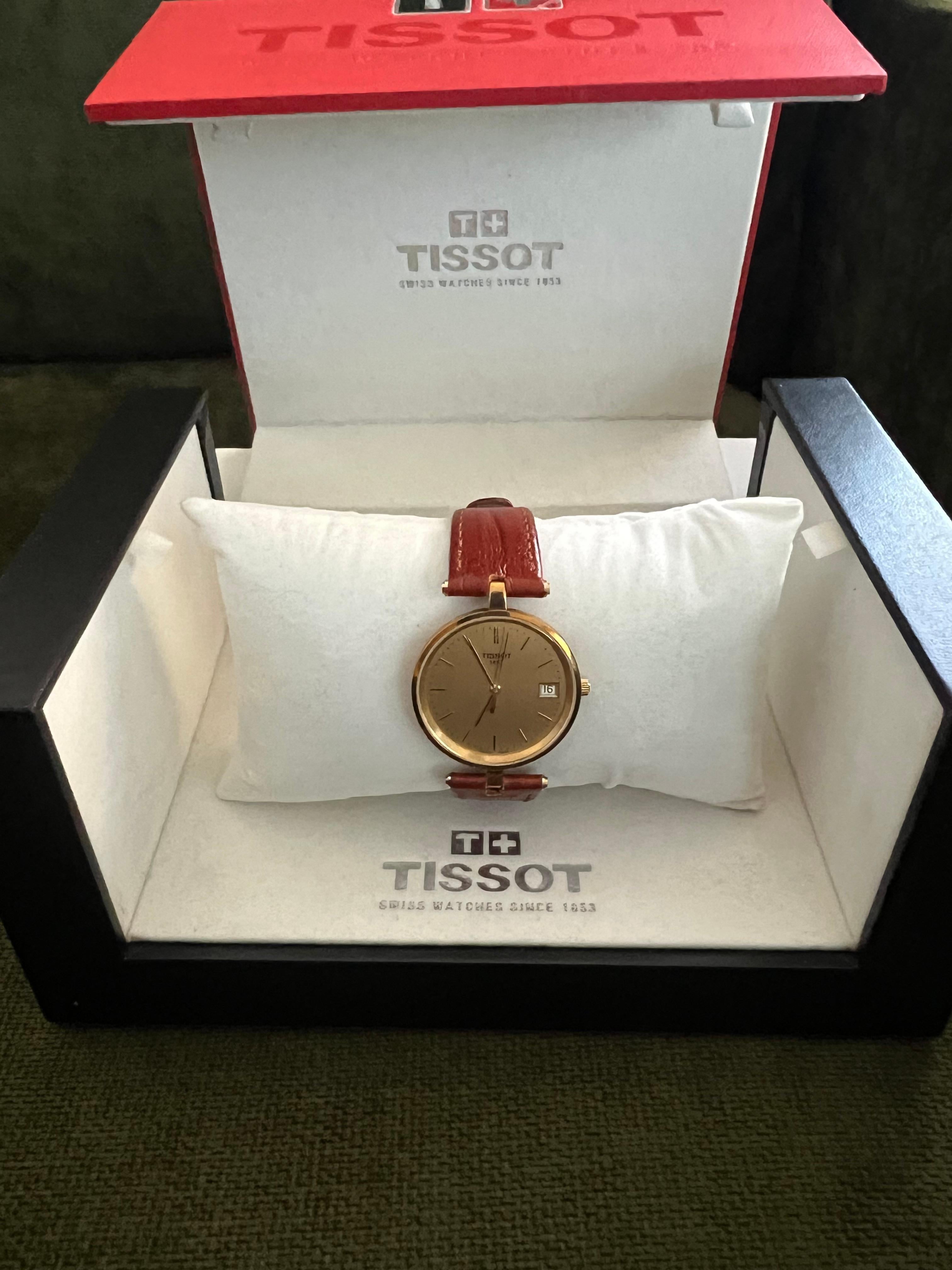 Vintage Classic Tissot GoldRun, 18K Gold Gehäuse & Brown Lather Strap Original Gehäuse im Angebot 6