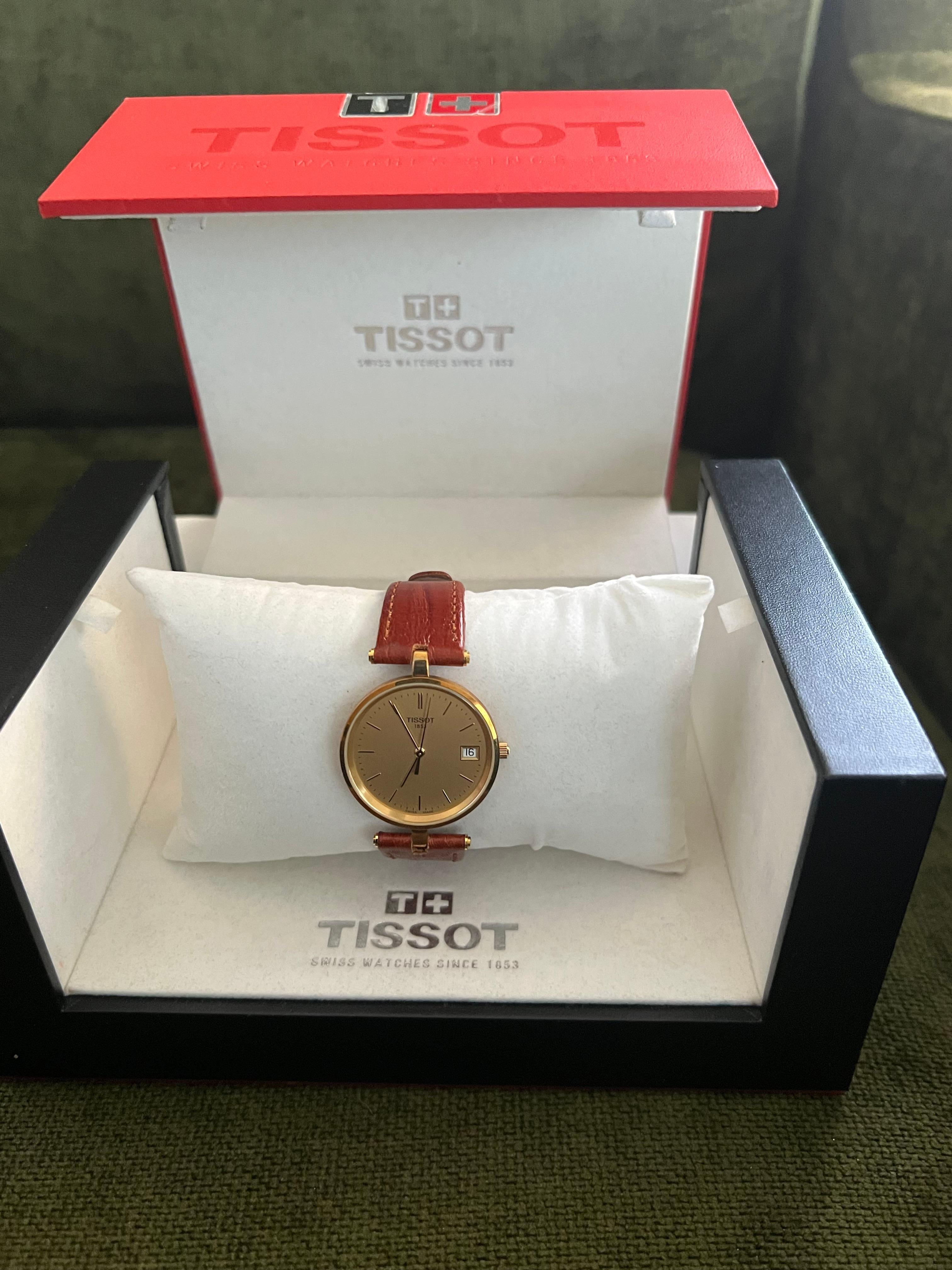 Vintage Classic Tissot GoldRun, 18K Gold Gehäuse & Brown Lather Strap Original Gehäuse im Angebot 4