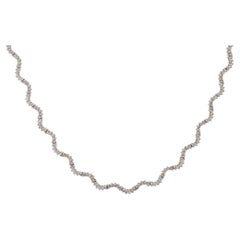 Retro Classic Wavy 2.50 Carat Diamond Tennis Necklace