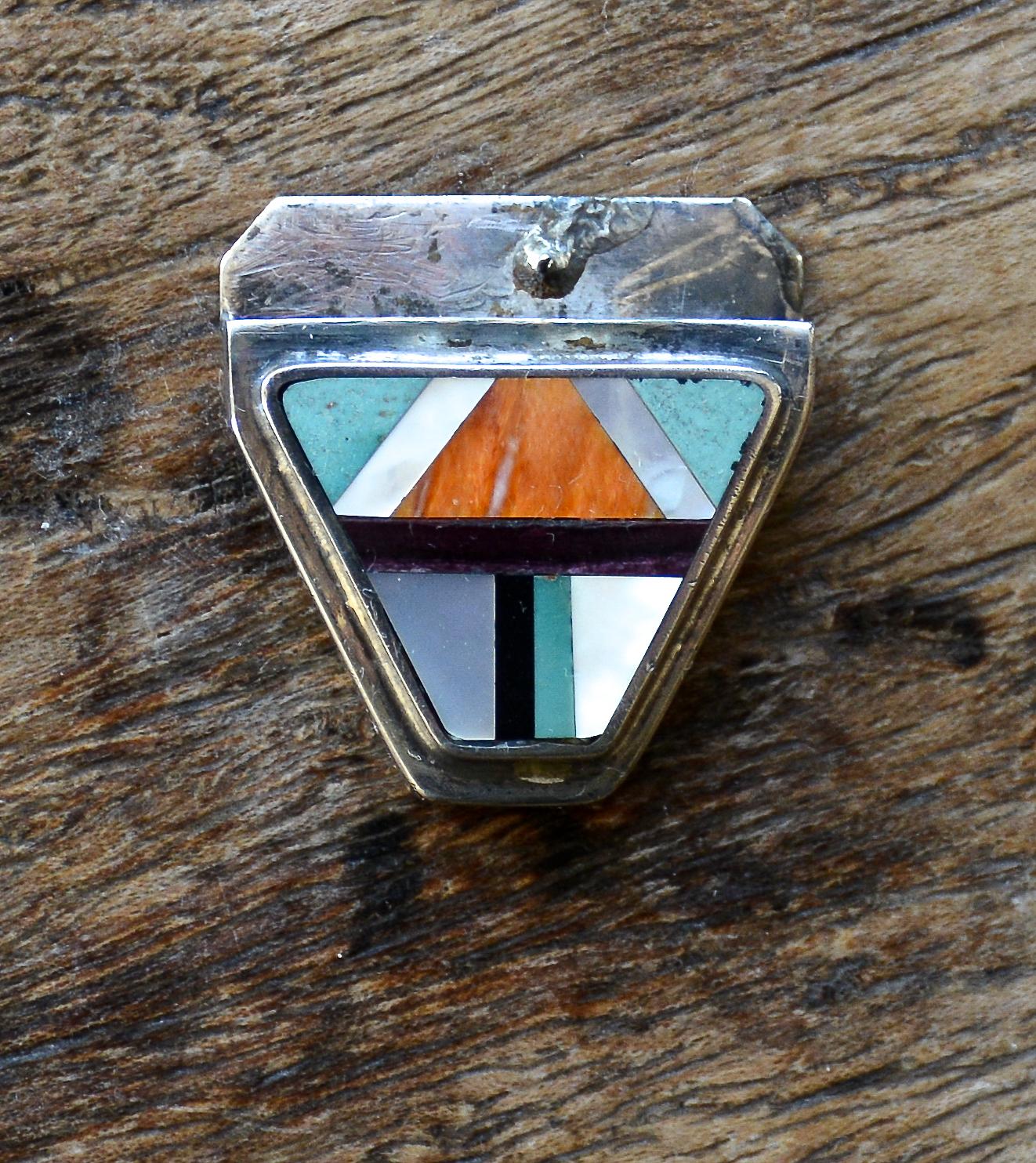 Americano Vintage By Classic Zuni Inlaid Ranger Buckle Set in vendita
