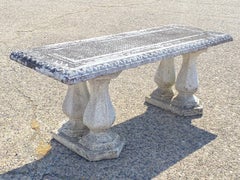 Vintage Classical Concrete Cement Double Baluster Outdoor Garden Bench Pedestals