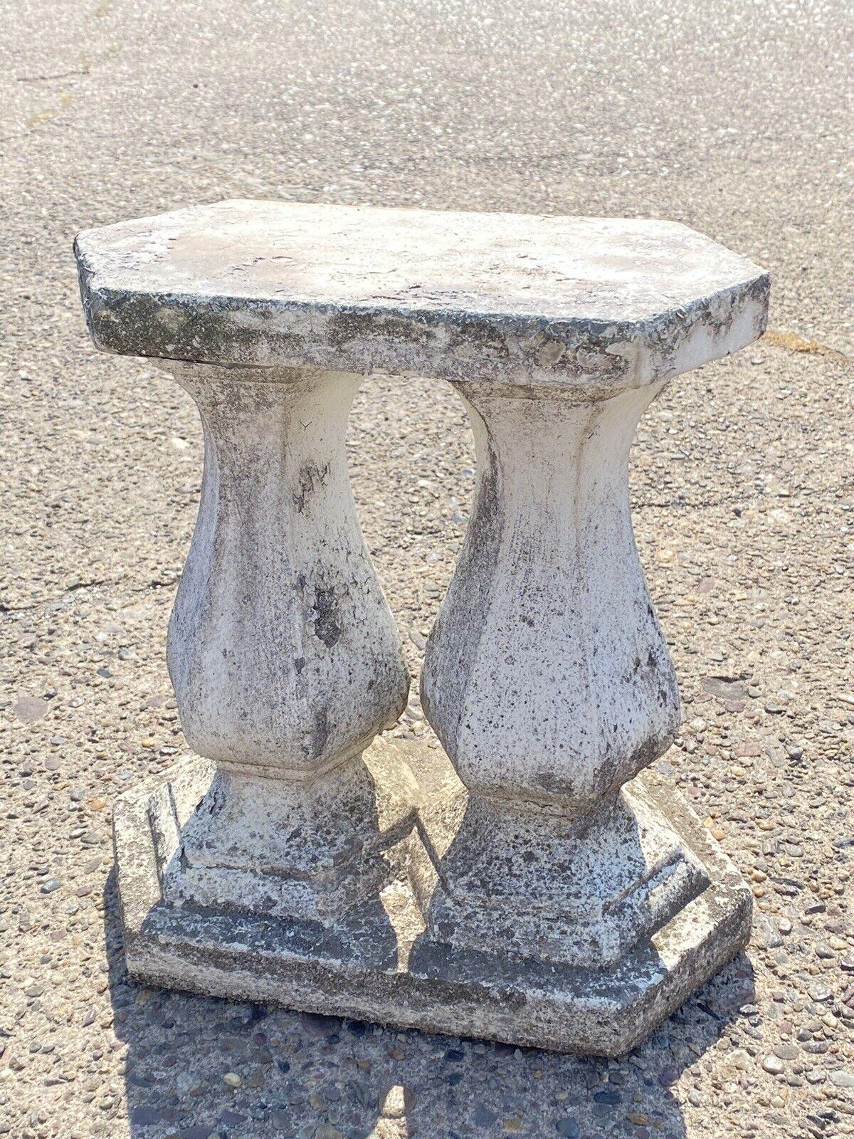 Vintage Classical Concrete Cement Double Baluster Outdoor Garden Bench Pedestals In Good Condition For Sale In Philadelphia, PA