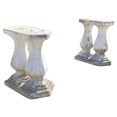 Used Classical Concrete Cement Double Baluster Outdoor Garden Bench Pedestals