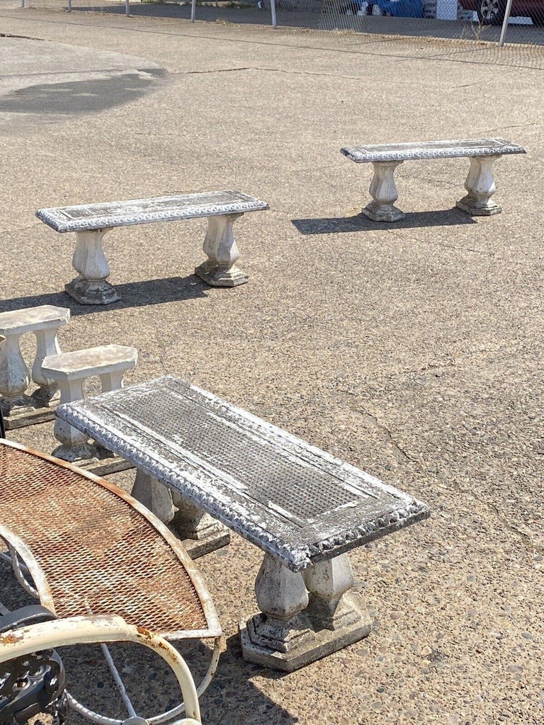 Vintage Classical Concrete Cement Double Baluster Pedestal Outdoor Garden  Bench For Sale at 1stDibs | used concrete picnic table for sale, used concrete  benches for sale, used concrete table and benches, image size:768x1024