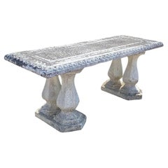 Vintage Classical Concrete Cement Double Baluster Pedestal Outdoor Garden Bench