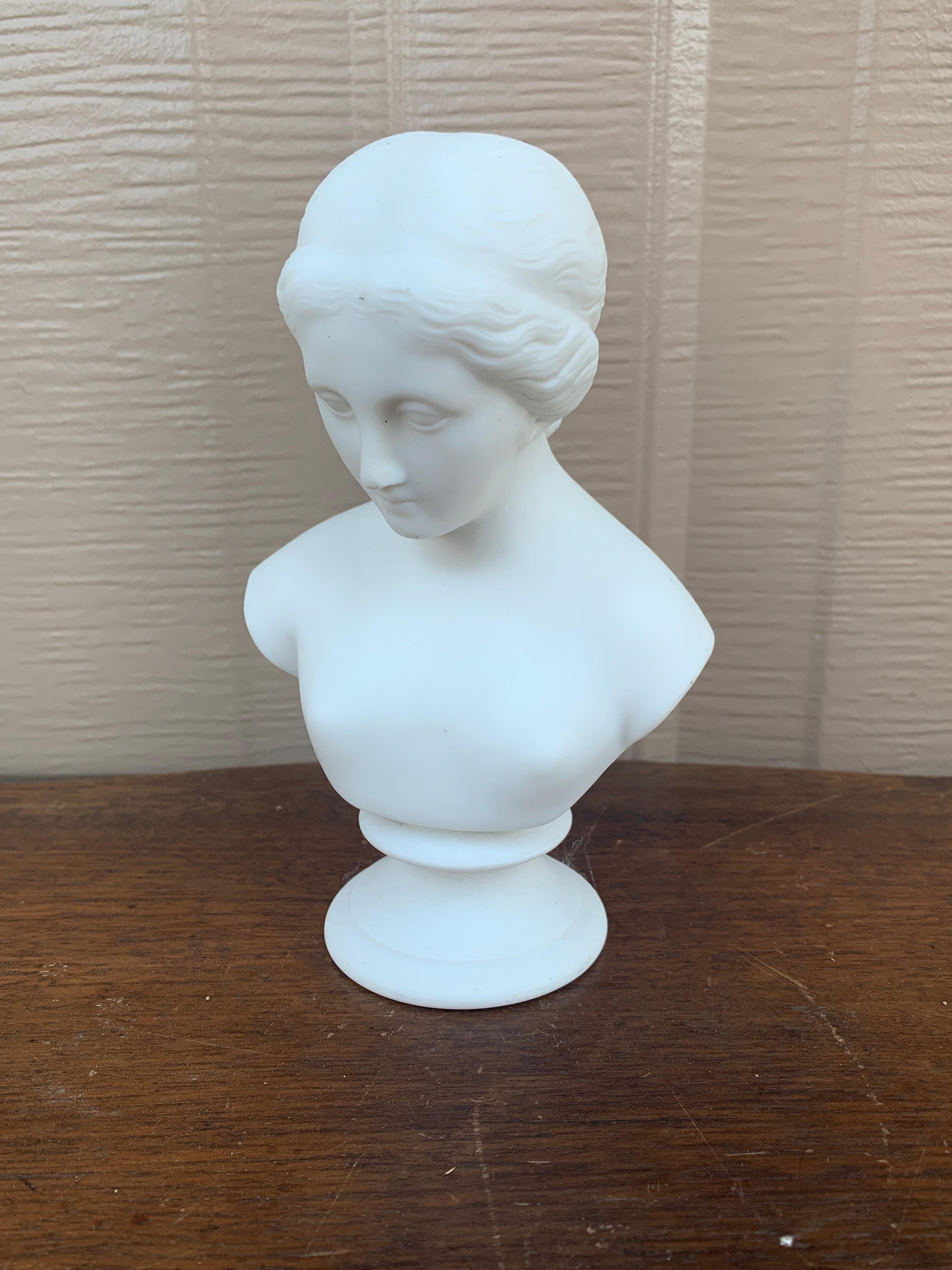 Neoclassical Vintage Classical Female Parian Porcelain Bust Sculpture For Sale