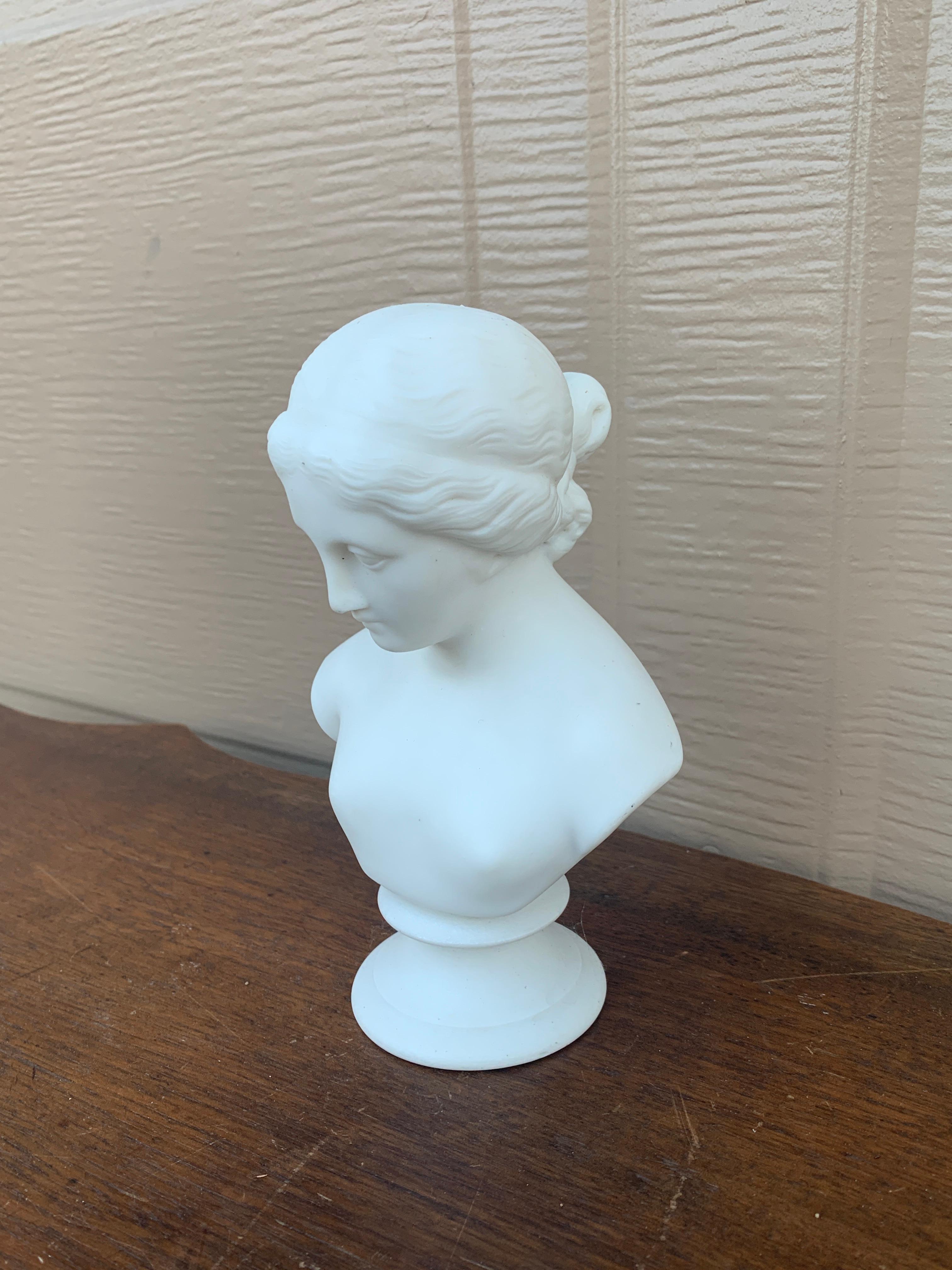 American Vintage Classical Female Parian Porcelain Bust Sculpture For Sale